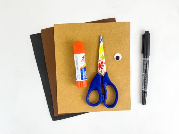 Supplies for making a paper hedgehog handprint craft