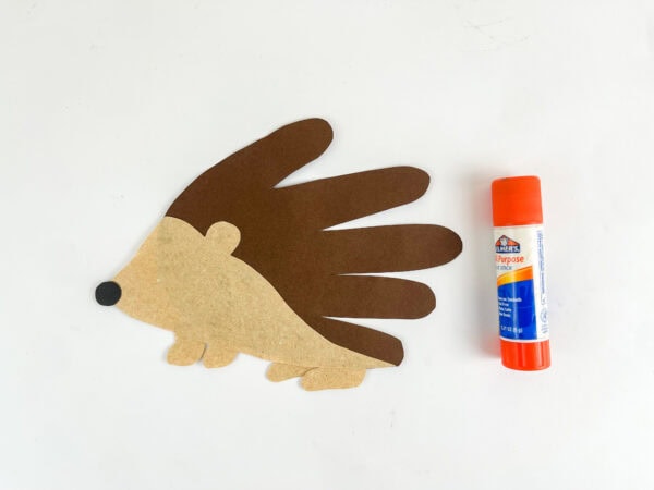 Paper feet and nose added to the hedgehog craft