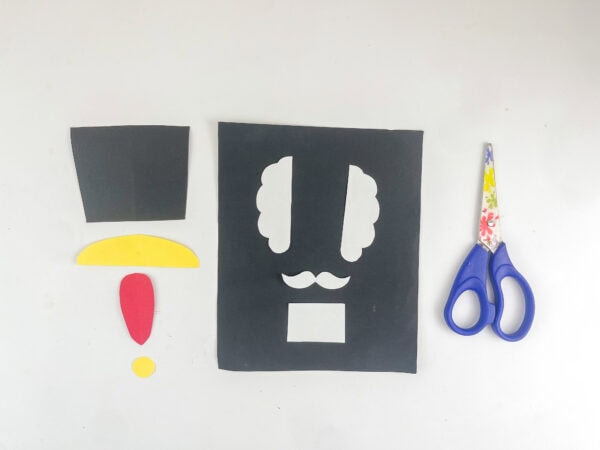 Cut paper pieces for assembling the nutcracker