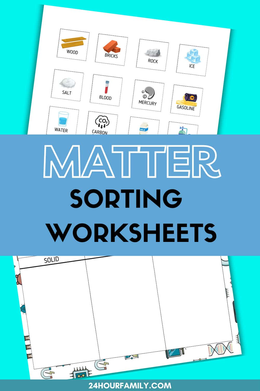 matter sorting educational printables
