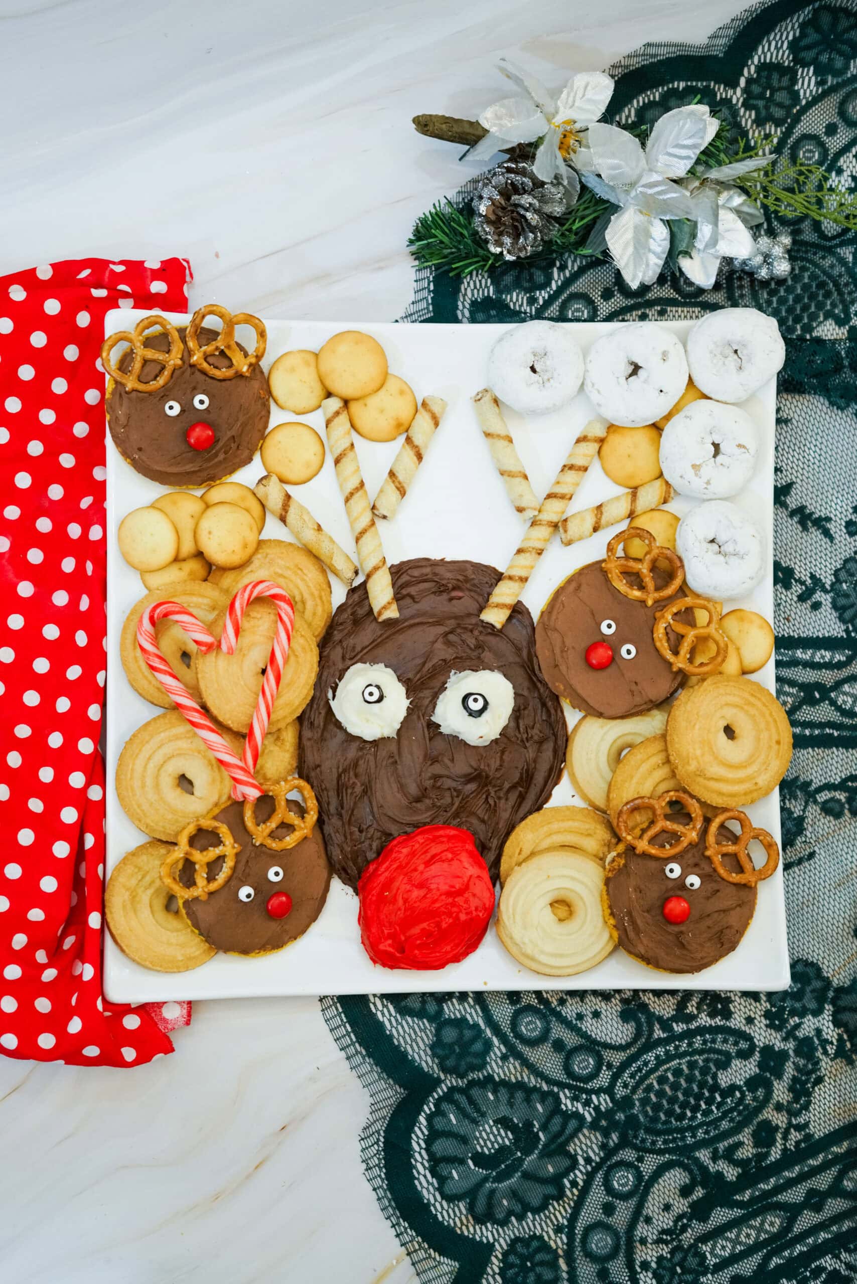 Rudolph dessert charcuterie board