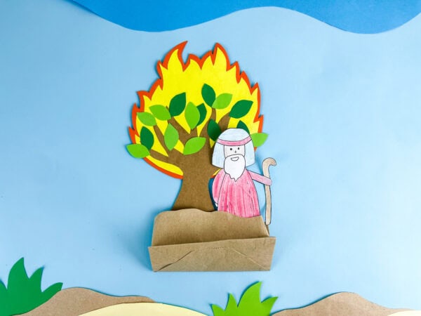 Finished Moses and burning bush paper craft