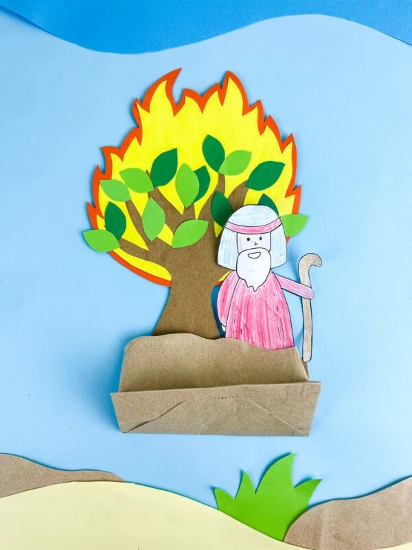Completed Moses and the Burning Bush craft