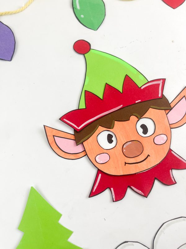 Elf moving eyes craft christmas craft for kids with free template