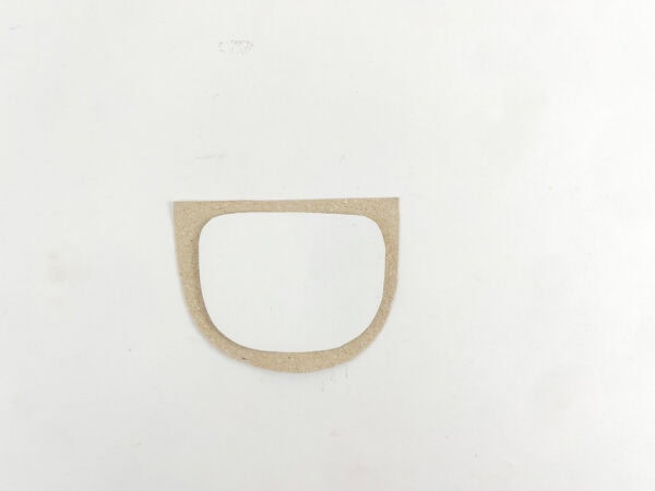 Rounded cardboard backing with a large center opening.