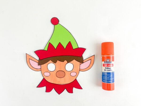 Elf craft with brown hair added under the hat.